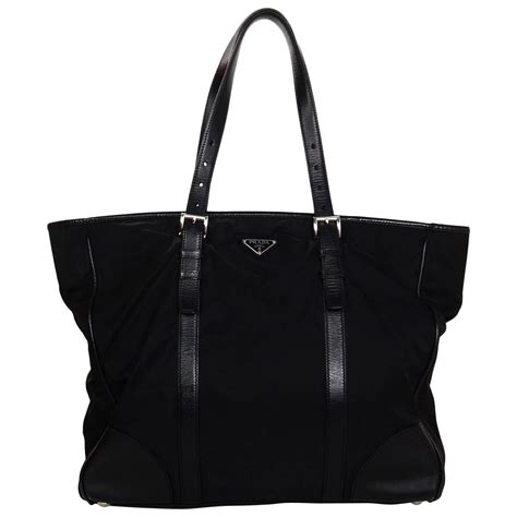 prada black tote bag nylon|Prada nylon shopper tote.